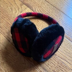 CC buffalo Plaid Black and Red Earmuffs